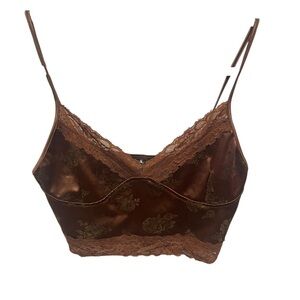 Motel rocks women’s brown satin cami babydoll crop top women’s medium